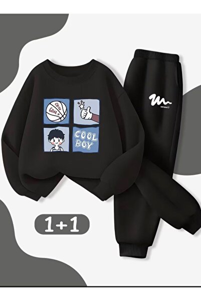 No Plan Boys' Coolboy Printed Crewneck Sweat Suit
