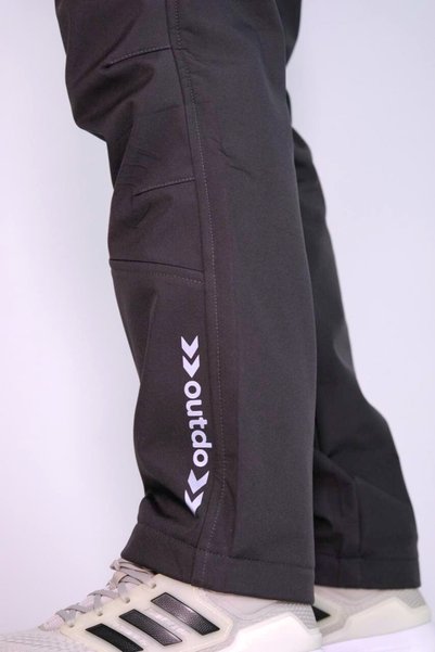 OUTDO بنطلون رجالي شتوي من النوع Softshell مستورد مع بطانة من الصوف، مقاوم للرياح وطارد للماء، لون رمادي أنثراسايت