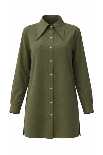 PNRSTİL Poplin Ribbed Special Design Women's Shirt