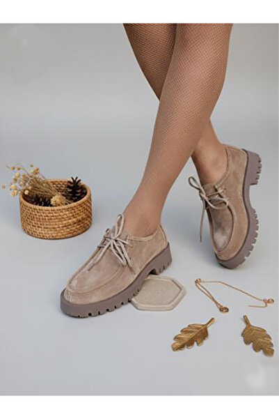 DeriNial Genuine Leather Lace-Up Sand Suede Ayla Loafer Shoes