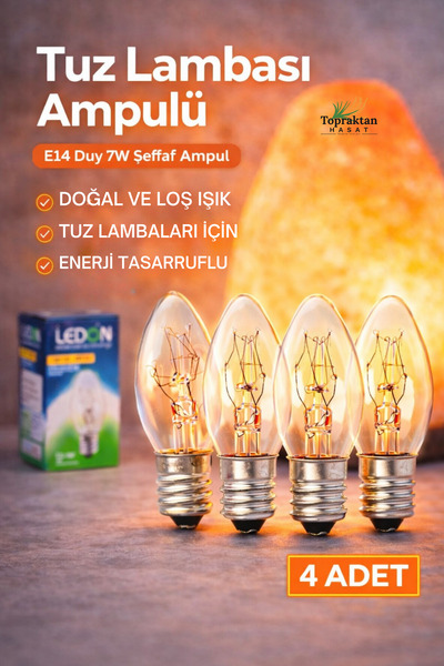 topraktan hasat odağında lezzet gizli 4 Adet Tuz Lambası Ampulü E14 Duy 7W Şe...