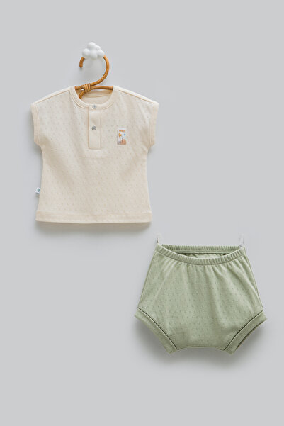 Caramell 100% Cotton Baby Boy Shorts Set - Buttoned Collar Summer Set