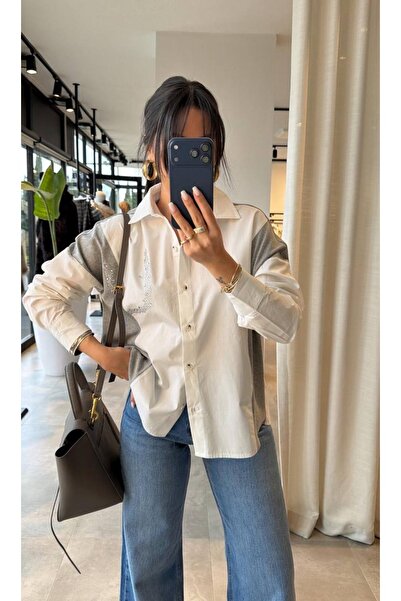 Kedi Fashion Taş detaylı garnili gömlek