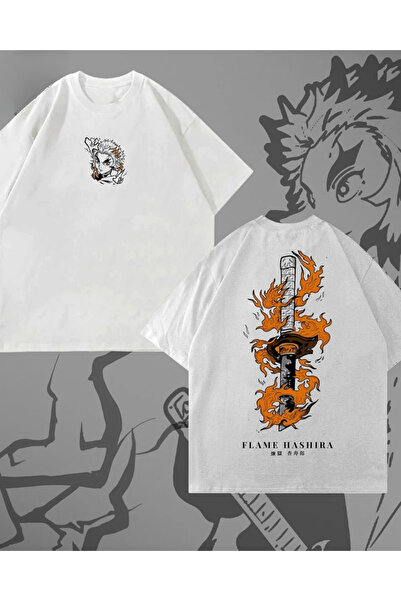 Toum Flame Hashira Printed Unisex Oversize T-Shirt