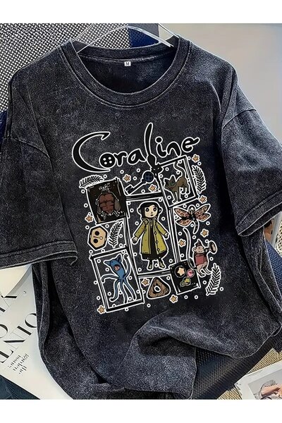 Le Savu تي شيرت كورالين مطبوع قابل للغسل للجنسين قصة فضفاضة فينتاج