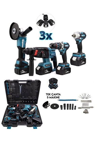 BRANZEG Dörtlü 4’Lü Şarjlı Matkap Seti 13mm Çelik Mandrel Kömürsüz Motor 3x B...