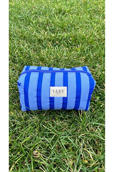 Yare Atelier Синя чанта за грим от плат Tonsürton, преносима чанта за грим, ч...