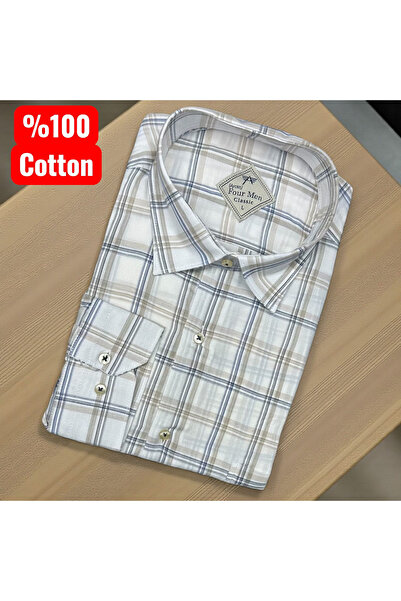 EREN STYLE Cotton Long Sleeve Shirt with Hidden Button Collar (Regular Fit)