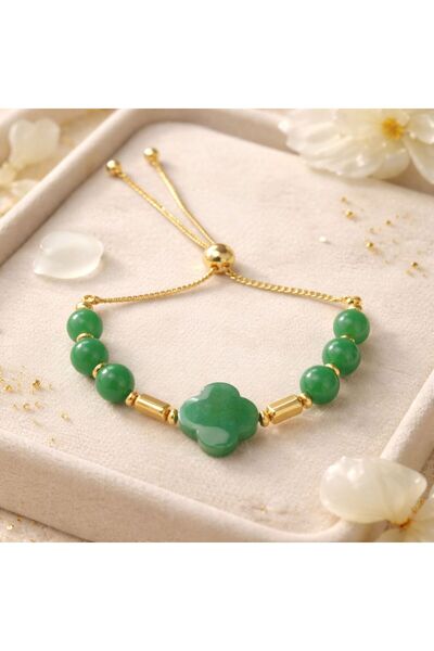 Agatella Tasarım Green Aventurine Good Luck & Fortune Bracelet – Steel + Gold...