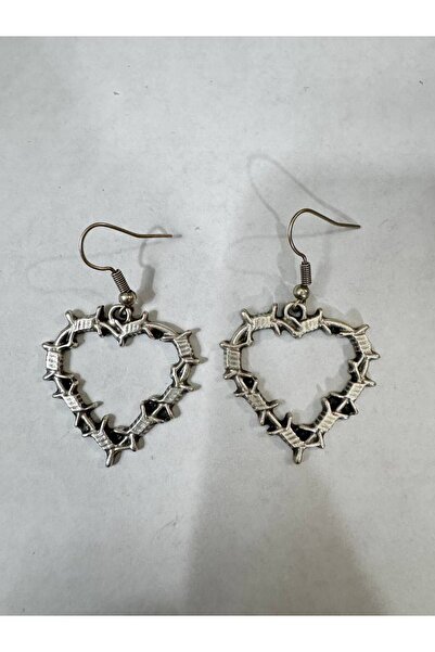 Yuchicly Thorned Heart Charm – Silver Color Unisex Dangle Earrings with Thorn...