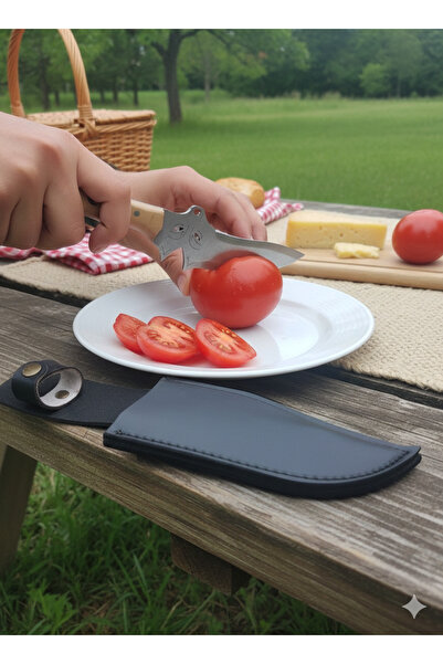 MERTCAN KNİFE Bozkurt Ve Ay Yıldız İşlemeli Ahşap Saplı Dekoratif Kamp Ve Pik...