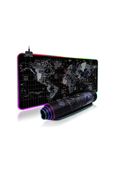 Hietech 80*30 Rgb Dünya Desenli Mouse Pad Led Işıklı Su Geçirmez Dünya Desen ...
