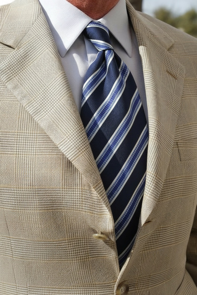 CROATE Navy Blue Striped 100% Silk Tie