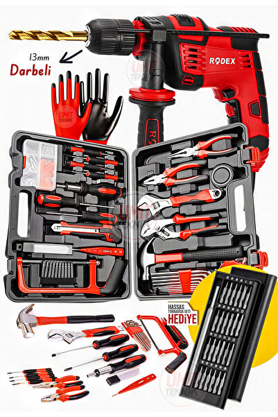 PROXTECH Rodex 13mm Darbeli Matkap | 132 Parça Profesyonel El Aletleri Seti -...