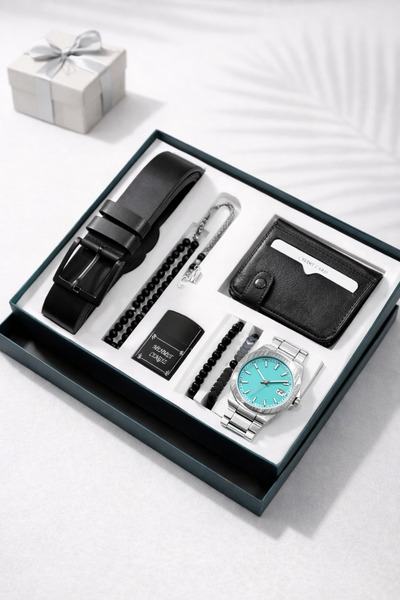 wesscollection Erkek Saat Seti Lüks Hediye Kutulu Çelik Kol Saat Cüzdan Kemer...
