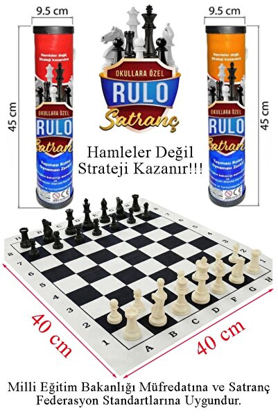 Artlantis Okul Satranç Takımı Rulo 1 Paket Turnuva Satrancı Rulo Çantalı Satr...
