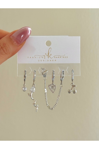 YOUES JEWELRY STEEL WOMEN'S 6 EARRING SET