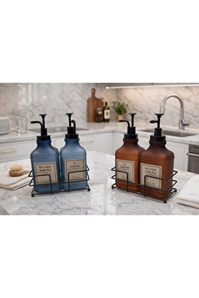 Esence Hediyelik 2'li STANDLI MAT CAMLI SIVI SABUNLUK