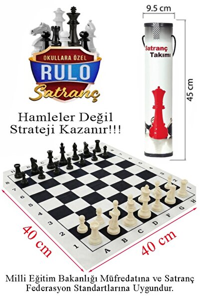 Artmaster Okul Satranç Takımı Rulo 1 Paket Turnuva Satrancı Rulo Çantalı Satr...