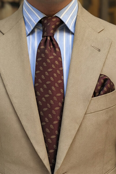 CROATE Leaf Figure Italian Design Tie (Brick Color)