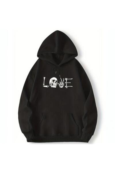 bellanova Unisex Μαύρο Oversize Φούτερ με 3 Κλωστές - Εκτύπωση Υψηλής Ποιότητ...