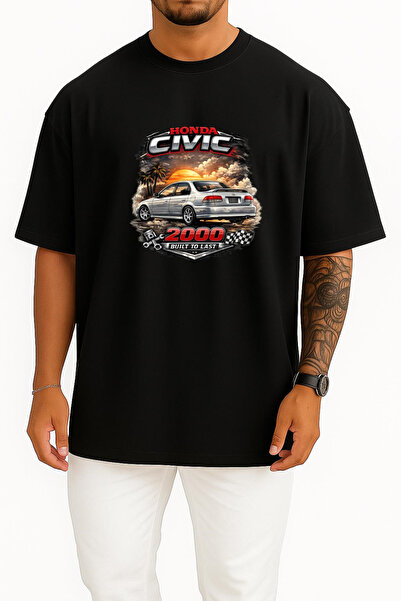 Bahriyeli Collection Υπερμεγέθη μπλουζάκι Unisex με στάμπα στο στήθος Honda C...