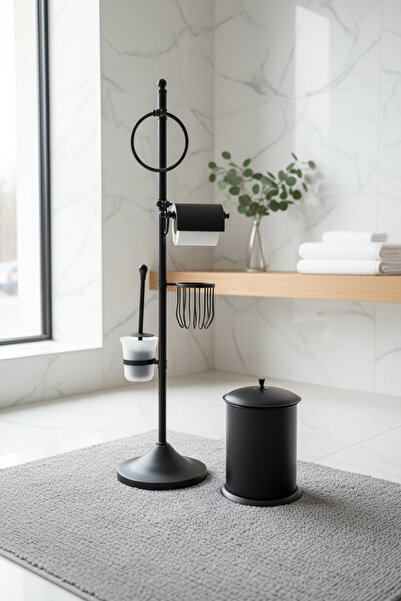 ozbience Şık Siyah Banyo Aksesuarları Seti, Pirinç Mat Tasarım