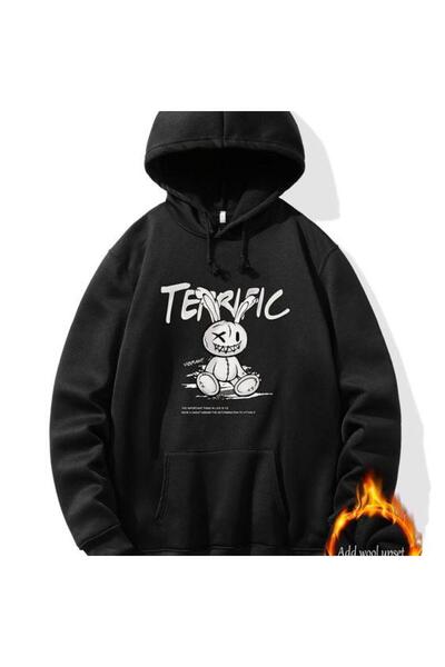 COZYWEAR سويت شيرت أسود للجنسين قصة فضفاضة 3 Thread Shardonlu - جودة ممتازة م...