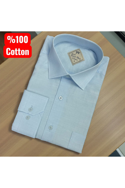 EREN STYLE Βαμβακερό μακρυμάνικο πουκάμισο με μία τσέπη (Κανονική εφαρμογή)