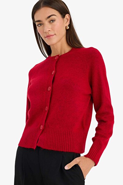 DeFacto Regular Fit Crew Neck Felt Cardigan G8056Ax26Sp