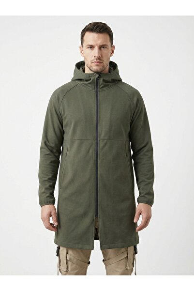 DKECCI Erkek Haki Uzun Kesim Kapüşonlu Outdoor Softshell Mont Su İtici Rüzgar...