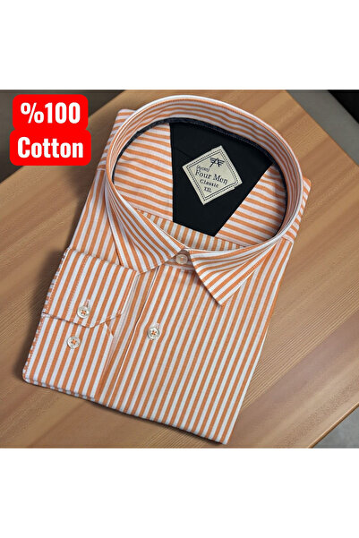 EREN STYLE Cămașă din bumbac cu mânecă lungă și un buzunar (Croială normală)