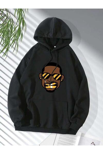 bellanova سويت شيرت أسود للجنسين قصة فضفاضة 3 Thread Shardonlu - جودة ممتازة ...