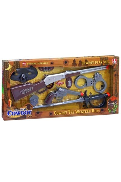 Luminoo OYUNCAK ÇOCUKLARINIZ İÇİN KOVBOY TÜFEK SETİ SESLİ PİLLİ , KELEPÇE VE ...