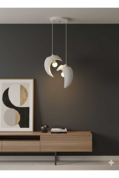 Dropcek eticaret Modern Ay Formlu Minimal 2'li Sarkıt Avize | Dekoratif Tasar...