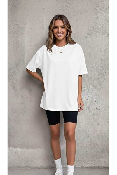 LiyAdaCo Unisex/Women's White Plain Oversize T-Shirt - Summer T-Shirt