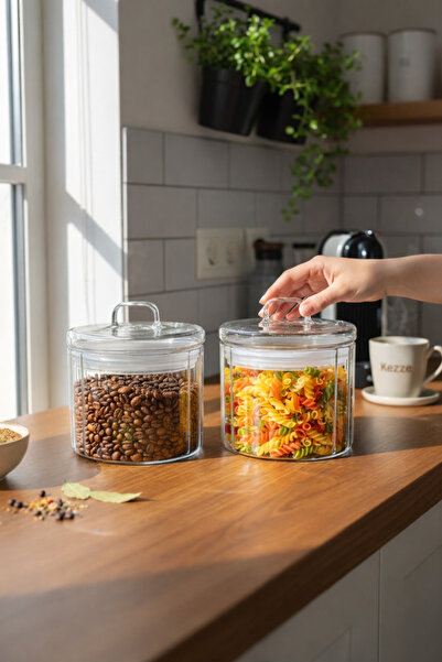 Paşabahçe 2 Adet Vakum Kapaklı Cam Saklama Kavanozu - Kahve ve Gıda Saklama K...