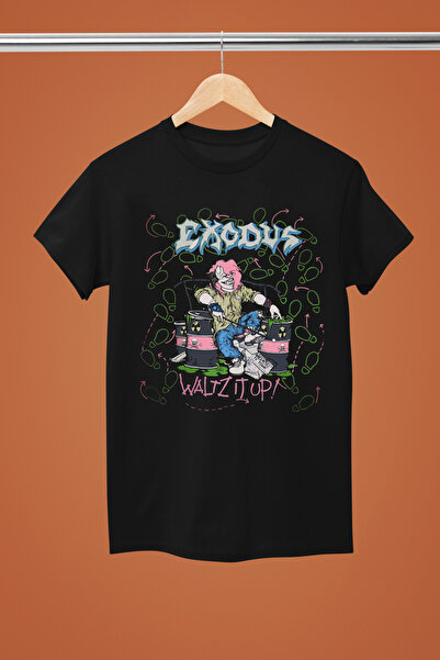 MAGORS تيشيرت روك قطني مطبوع عليه EXODUS THE ROCK BAND بأكمام قصيرة وقصة عادية