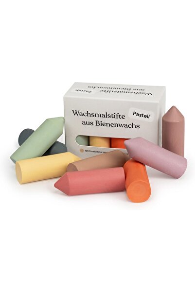 ehrenkind Balmumundan Mum Boya Kalemleri, 8'li Pastel Renk Seti, %100 Doğal v...