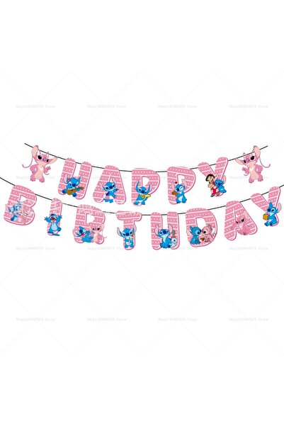 Miniso Style 4 Disney Lilo and Stitch Theme Bunting Happy Birthday Flags Deco...