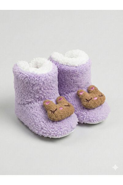 CloudStone Unisex Bebek Lila Tavşan Figürlü 9-12 Ay Kaydırmaz Tabanlı İçi Kür...