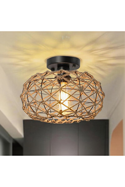 Leon Lifestyle Decorative ceiling light with natural ropes – warm lighting wi...