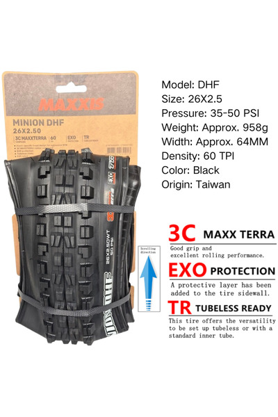 Choice6 MAXXIS Foldable DHF 26X2.5 3CEXOTR Maxxis Minion DHF (M301Ru) 26x2.3 ...