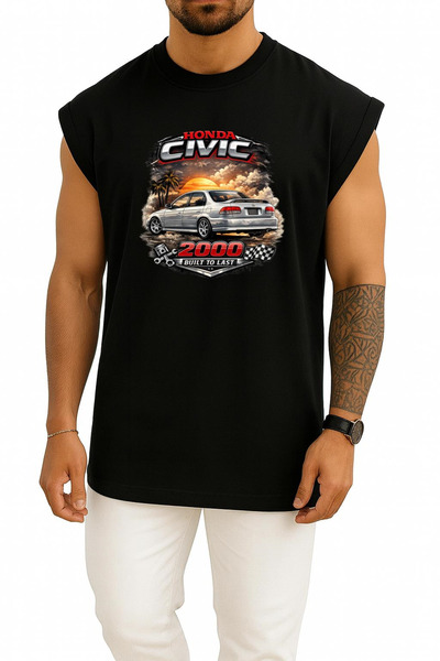 Bahriyeli Collection Υπερμεγέθης μπλούζα με στάμπα στο στήθος Honda Civic μον...