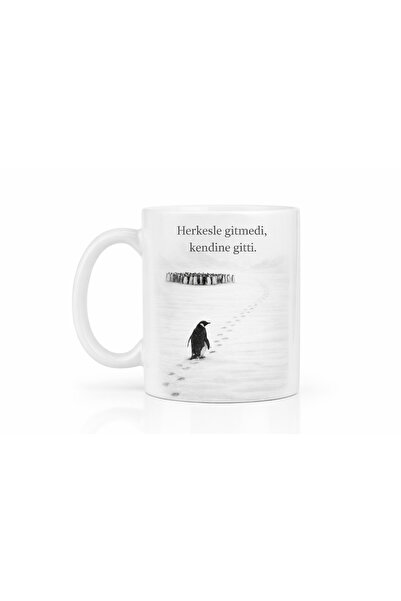 siverek reklam Penguin Leaving the Herd – Minimalist Mug with the Text: Not E...