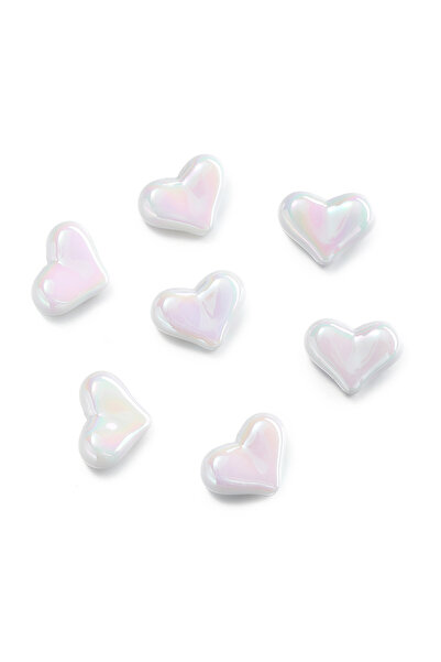 Choice4 White 20Pcs Acrylic AB Color Heart Spacer Loose Beads for DIY Necklac...