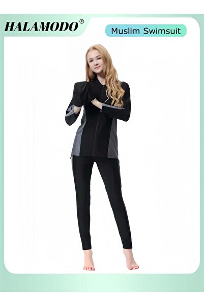 HALAMODO 3PCS Women Modest Muslim Swimsuit