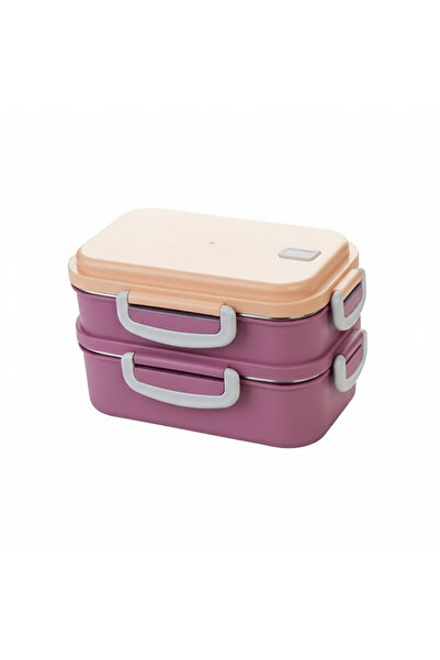 ozbience 2’li Isıtmalı Çelik Beslenme Kabı, 3 Bölmeli, Kaşık ve Çatal Dahil