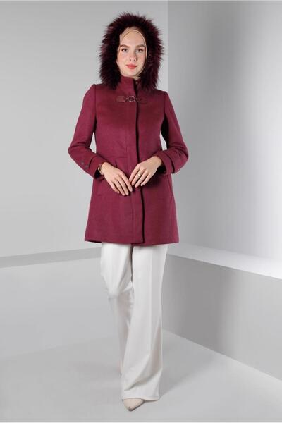 TRENDTESETTÜR Women's Burgundy Hooded Coat t 90360