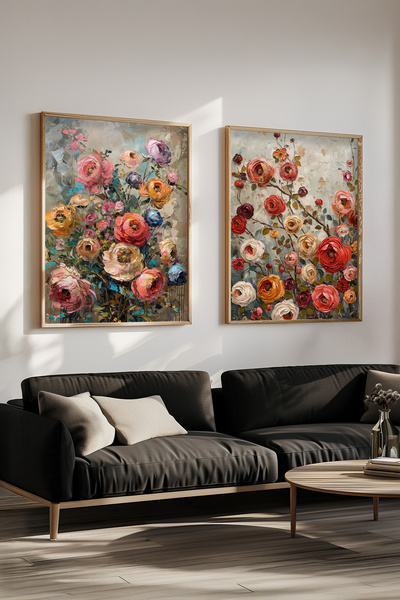 STARYUNA Set de pictură pe pânză cu tematică de grădină cu flori colorate, cu...